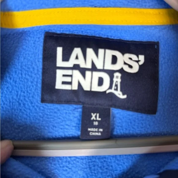 Lands End Women's 3/4 Snap-up Pullover Fleece Blue Size XL - Picture 5 of 9